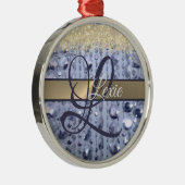 Dazzling Glittery Blue Beads Monogram Ornament Aus Metall (Rechts)