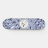 Dazzling Glittery Blue Beads Monogram Skateboard (Horizontal)