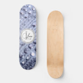 Dazzling Glittery Blue Beads Monogram Skateboard (Vorderseite)