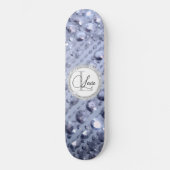 Dazzling Glittery Blue Beads Monogram Skateboard (Vorderseite)