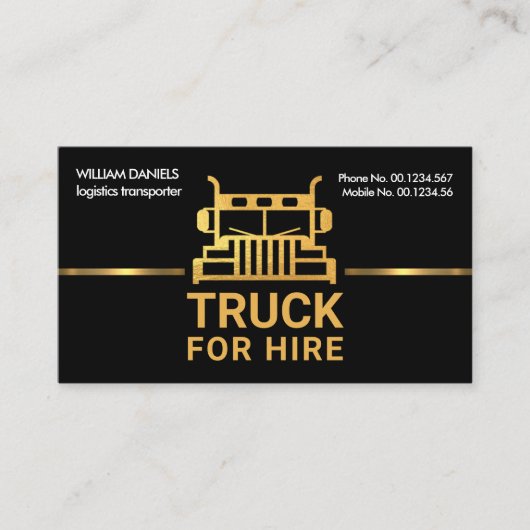 Dazzling Gold Truck Signage Border Logistics Visitenkarte (Vorderseite)