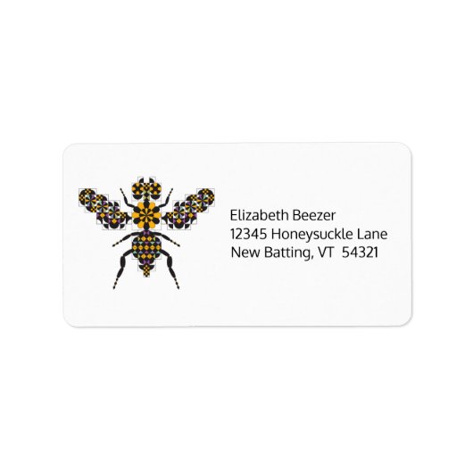 Dazzling Honey Bee Quilt Muster Address Labels Adressaufkleber (Vorne)