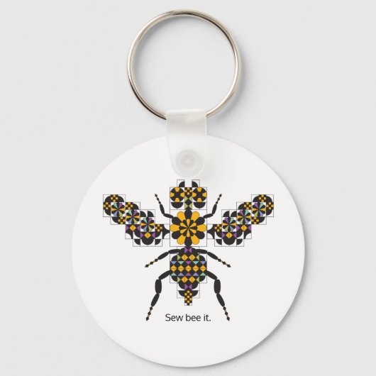 Dazzling Honey Bee Quilt Muster Schlüsselanhänger (Vorderseite)