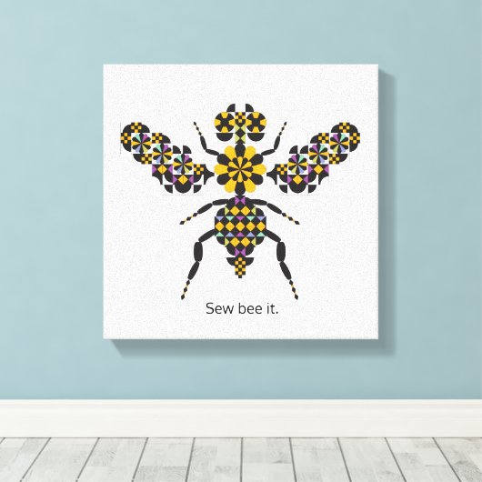 Dazzling Honey Bee Quilt Pattern Canvas Print Leinwanddruck (Insitu (Holzboden))