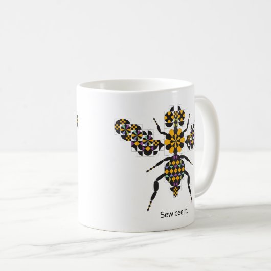 Dazzling Honey Bee Quilt Pattern Coffee Mug Kaffeetasse (VorderseiteRechts)