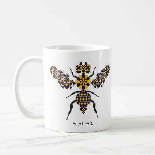Dazzling Honey Bee Quilt Pattern Coffee Mug Kaffeetasse (Links)