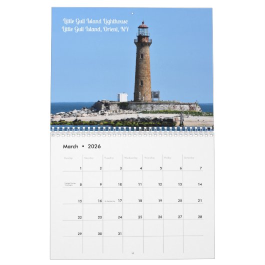 Dazzling Lighthouses o t Northeast wall calendar Kalender (Mär 2026)