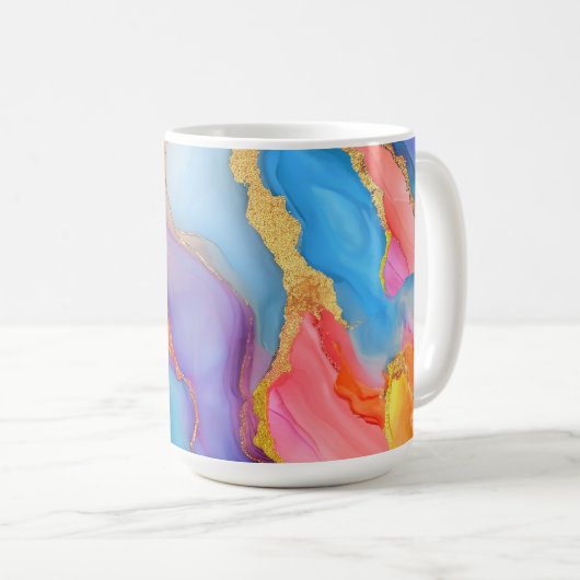 Dazzling Marble in Blues, Pinks, and Oranges Kaffeetasse (VorderseiteRechts)