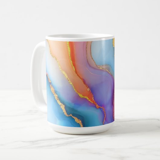 Dazzling Marble in Blues, Pinks, and Oranges Kaffeetasse (Vorderseite Links)