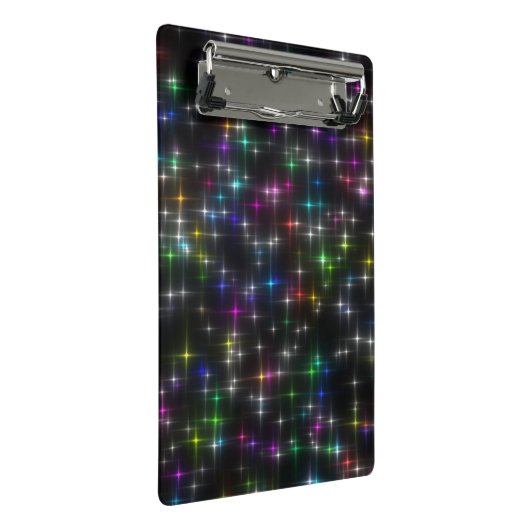 Dazzling Multicolor Stars Mini Klemmbrett (Schrägansicht)