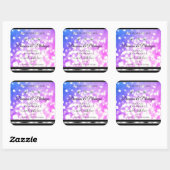 Dazzling Pink Blue Glitzer Product Labels Diamonds Quadratischer Aufkleber (Blatt)