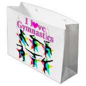DAZZLING PINK I LIEBE GYMNASTICS DESIGN GROßE GESCHENKTÜTE (Rückseite Schrägansicht)