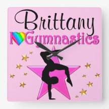 DAZZLING PINK PERSONALISIERT GYMNASTICS CLOCK