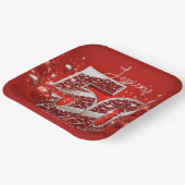 Dazzling Red and Silver Glittery 50. Geburtstag Pappteller (Gewinkelt)