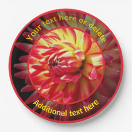 Dazzling Red Dahlia Blume Personalisiertes Party Pappteller