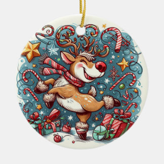 Dazzling Rentier Dance Weihnachtsfeier Keramik Ornament