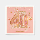 Dazzling Rose Gold 40th Birthday Celebration Serviette (Vorderseite)