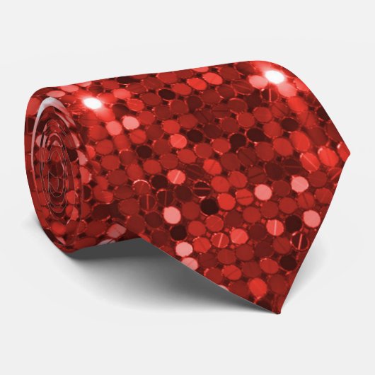 Dazzling Ruby Red Sequin Glitzer Sparkle Neck Tie Krawatte (Gerollt)