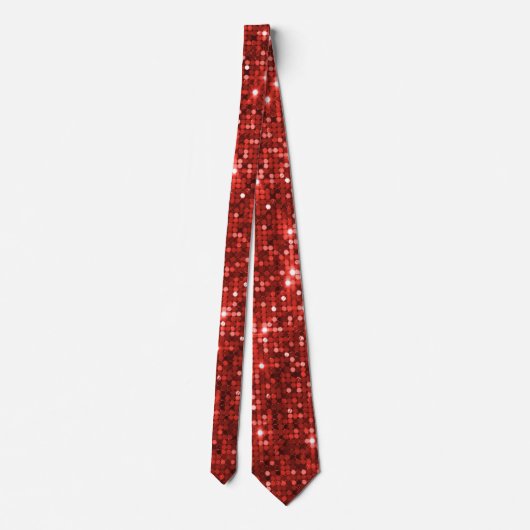 Dazzling Ruby Red Sequin Glitzer Sparkle Neck Tie Krawatte (Rückseite)
