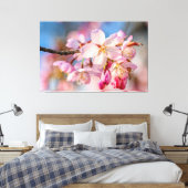 Dazzling Sakura Blume. Beige und blaue Hintergrund Leinwanddruck (Insitu (Schlafzimmer))