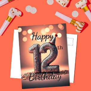 Dazzling Sequin 12. Geburtstag mit Party Hat Postkarte