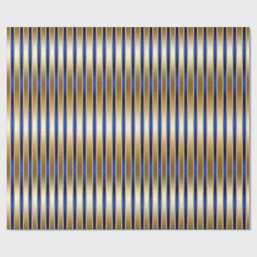 Dazzling Shiny Gold und Royal Blue Stripes Geschenkpapier (Flach)