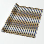 Dazzling Shiny Gold und Royal Blue Stripes Geschenkpapier (Ungerollt)