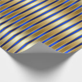 Dazzling Shiny Gold und Royal Blue Stripes Geschenkpapier (Ecke)