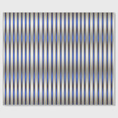 Dazzling Shiny Silver und Royal Blue Stripes Geschenkpapier (Flach)