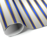 Dazzling Shiny Silver und Royal Blue Stripes Geschenkpapier<br><div class="desc">Weihnachts Geschenkpapier. Dieses glänzende silber-königsblaue Packpapier-Design ist perfekt für Weihnachten oder sogar für jede Gelegenheit - wäre ideal für jede elegante Party- oder Blumendusche oder für ein Geschenk für jemanden mit einem königsblauen Hochzeitstil. Auf diesem Papier gibt es kein echtes Gold, kein Silber oder keinen Glitzer - es ist künstlerisch...</div>