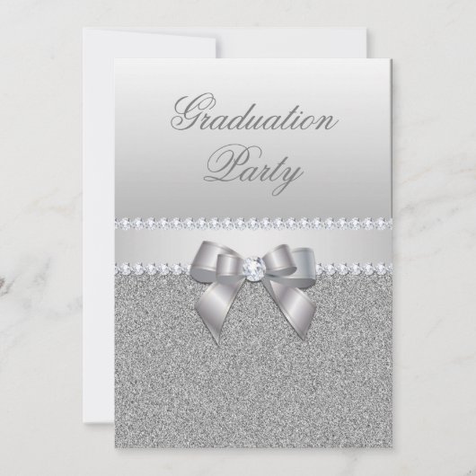 Dazzling Silver Graduation Party Einladung (Vorderseite)