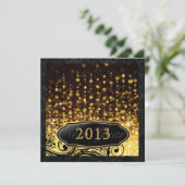 Dazzling-Silvester-Gold-Party Einladungen (Stehend Vorderseite)