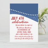 Dazzling Star Curves 4. Juli Party Einladung, Blue Einladung (Stehend Vorderseite)