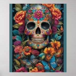 Dazzling Sugar Skull Art: Tag der Toten Freude Poster