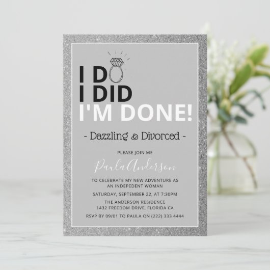 Dazzling und geschieden Party Einladung (Stehend Vorderseite)