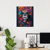Dazzling Women: Sugar Skull Makeup Art Poster (Heimbüro)