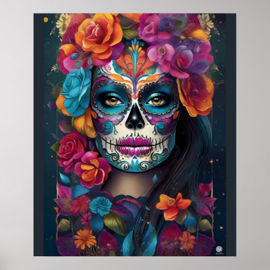 Dazzling Women: Sugar Skull Makeup Art Poster (Vorne)