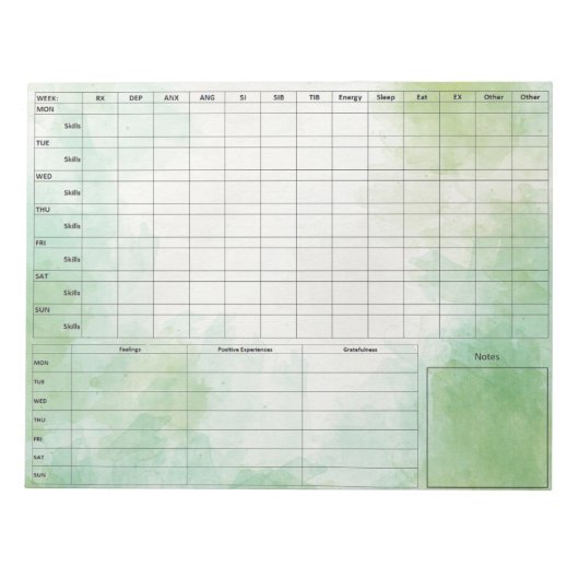 DBT Dairy Card Notepad - 40 Blätter grün Notizblock (Vorderseite)