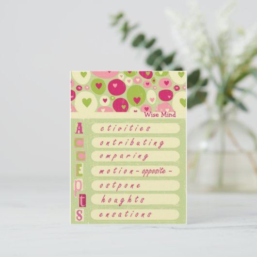 DBT Wise Mind "akzeptiert" Postkarte (Stehend Vorderseite)