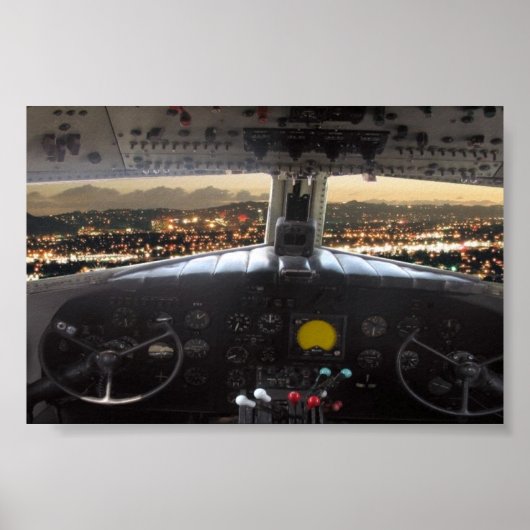 DC3 Cockpit Night View Poster (Vorne)