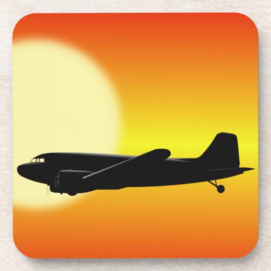 DC-3 passiert die Sonne. Getränkeuntersetzer (Vorderseite)