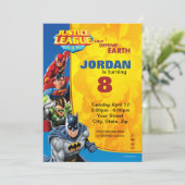 DC-Comic | Justizielle Liga - Geburtstag Einladung (Stehend Vorderseite)