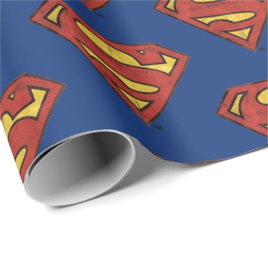 DC-Comic | Superman | Grunge Black Logo Geschenkpapier (Rolleneckpunkt)