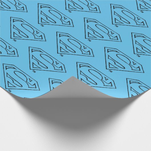 DC-Comic | Superman S-Schild | Schwarzes Logo Geschenkpapier (Ecke)