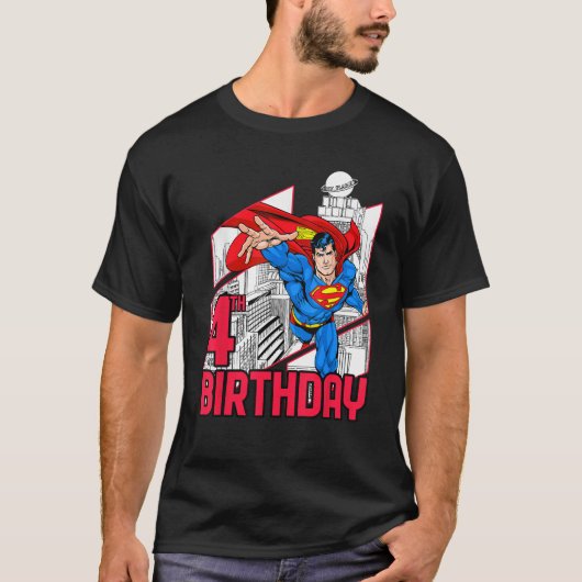 DC Comic Superman Super 4. Geburtstag T-Shirt (Vorderseite)