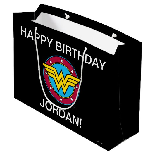 DC-Comic | Wonder Woman Circle & Stars Logo Große Geschenktüte (Rückseite Schrägansicht)