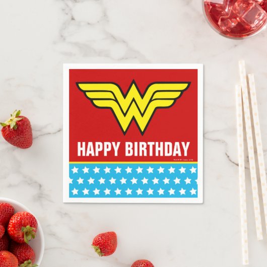 DC-Comic | Wonder Woman Logo | Happy Birthday Serviette (Beispiel)