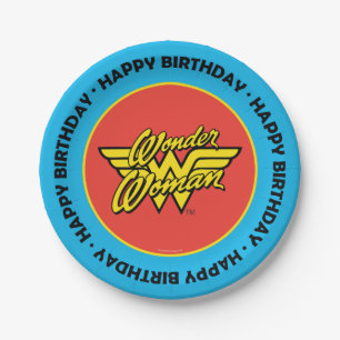 DC-Comic  Wunder Woman-Logo  Glücklicher Geburtsta Pappteller