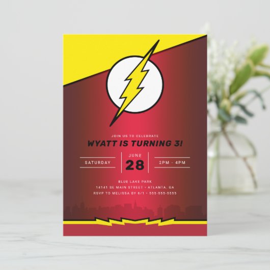 DC-Comicen - Der Flash | Geburtstag Einladung (Stehend Vorderseite)