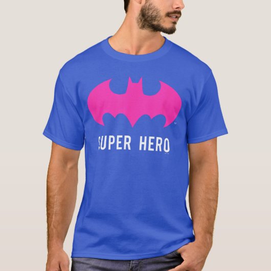 DC Comics Batman Superheld Neon Pink BatSymbol Lo T-Shirt (Vorderseite)